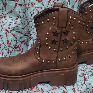 Brown Studded Ankle Boots